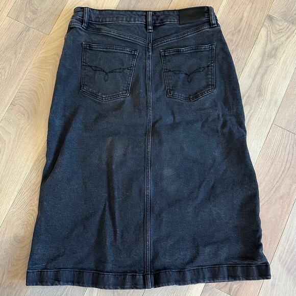Lauren Ralph Lauren Button Down Black Denim Skirt Knee Length Midi Size 8 - Picture 3 of 8